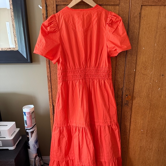 Quince Vermillion Red Poplin Tiered Maxi Dress size Medium - Picture 12 of 12